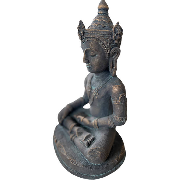 Rattanakosin Boeddha Beeld - bronskleurig/grijs/groen - 20 x 15 x 32 cm