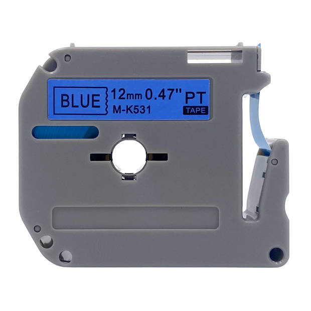 DULA label tape - Compatible met Brother P-Touch M-K531 - 1 stuk - Zwart op blauw - 12mm x 8m