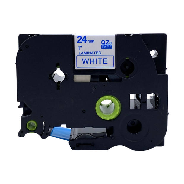 DULA label tape - Compatible met Brother P-Touch Tze-253 - 10 stuks - Blauw op wit - 24mm x 8m