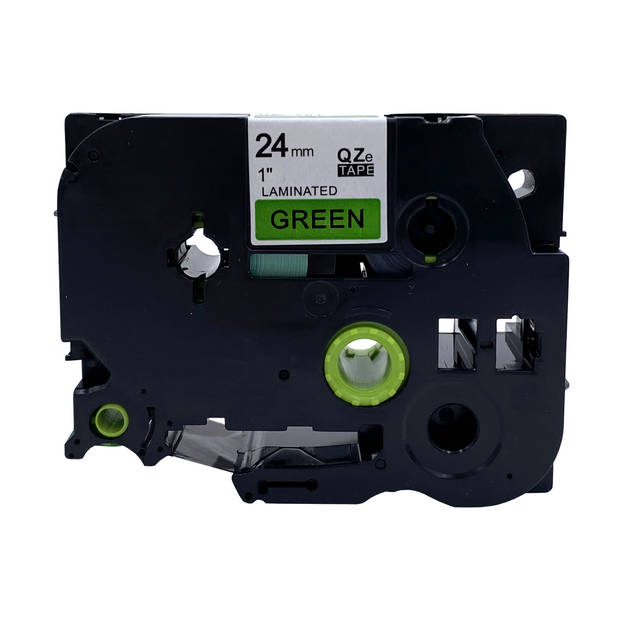 DULA Brother Compatible label tape- Tze-751 - 1 cassette - Brother P-Touch - Zwart op groen - 24mm x 8m