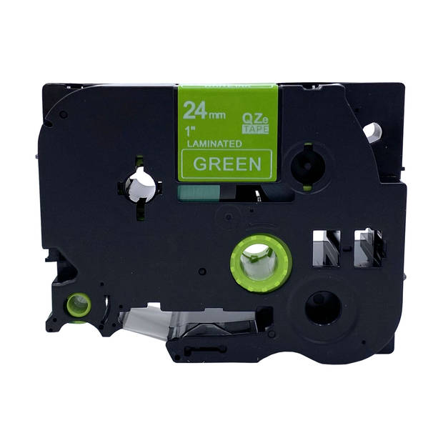 DULA Brother Compatible label tape- Tze-755 - 3 cassettes - Brother P-Touch - Wit op groen - 24mm x 8m