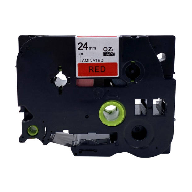 DULA label tape - Compatible met Brother P-Touch Tze-451 - 1 stuk - Zwart op rood - 24mm x 8m