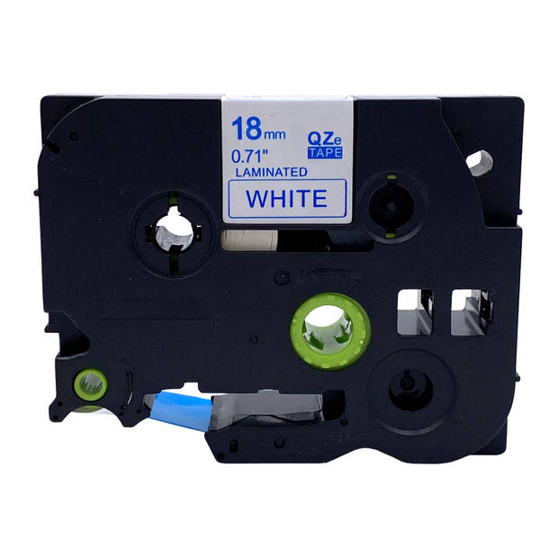 DULA label tape - Compatible met Brother P-Touch Tze-243 - 1 stuk - Blauw op wit - 18mm x 8m