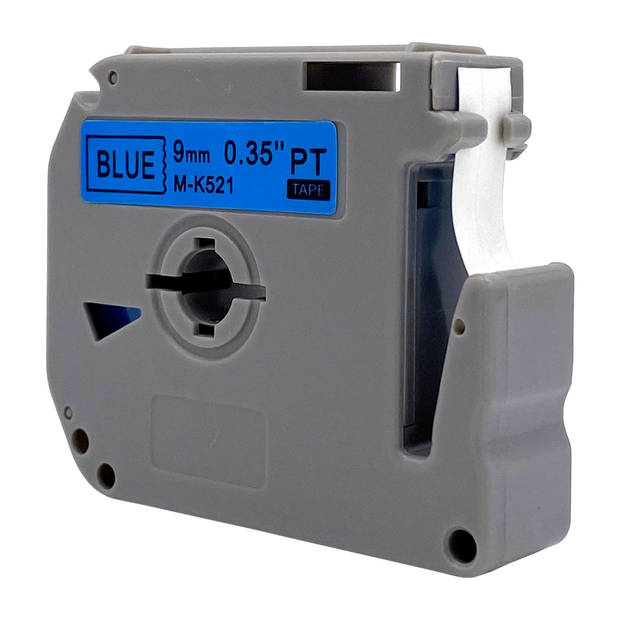 DULA Brother Compatible label tape- M-K521 - 5 cassettes - Brother P-Touch - Zwart op blauw - 9mm x 8m