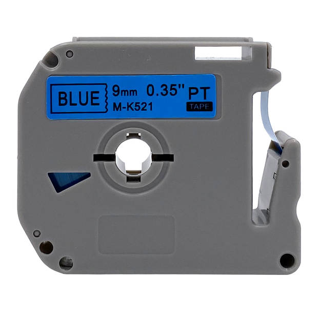 DULA Brother Compatible label tape- M-K521 - 10 cassettes - Brother P-Touch - Zwart op blauw - 9mm x 8m