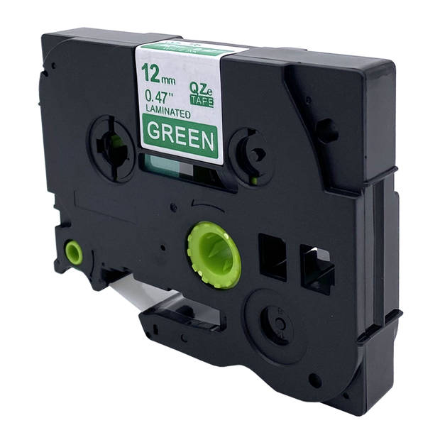 DULA label tape - Compatible met Brother P-Touch Tze-735 - 3 stuks - Wit op groen - 12mm x 8m