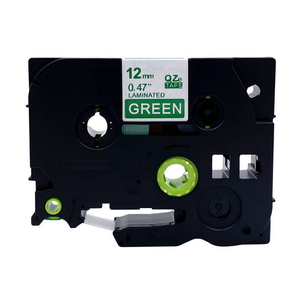 DULA Brother Compatible label tape- Tze-735 - 10 cassettes - Brother P-Touch - Wit op groen - 12mm x 8m