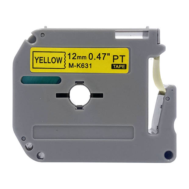 DULA Brother Compatible label tape- M-K631 - 1 cassette - Brother P-Touch - Zwart op geel - 12mm x 8m