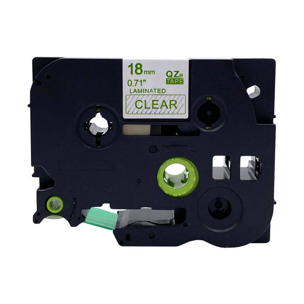 DULA Brother Compatible label tape- Tze-146 - 5 cassettes - Brother P-Touch - Groen op transparant - 18mm x 8m