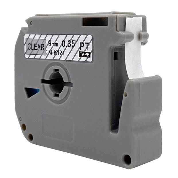 DULA label tape - Compatible met Brother P-Touch M-K121 - 3 stuks - Zwart op transparant - 9mm x 8m