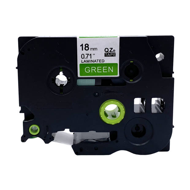 DULA label tape - Compatible met Brother P-Touch Tze-745 - 1 stuk - Wit op groen - 18mm x 8m