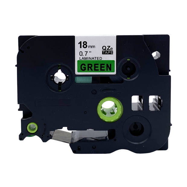 DULA label tape - Compatible met Brother P-Touch Tze-741 - 5 stuks - Zwart op groen - 18mm x 8m