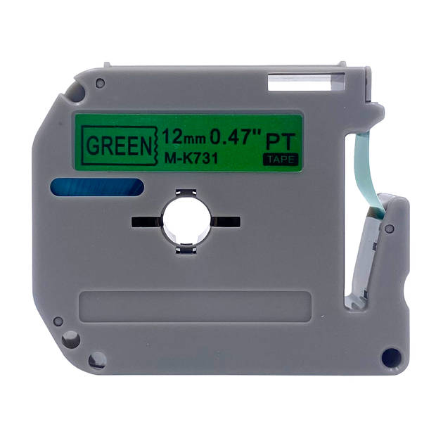 DULA label tape - Compatible met Brother P-Touch M-K731 - 10 stuks - Zwart op groen - 12mm