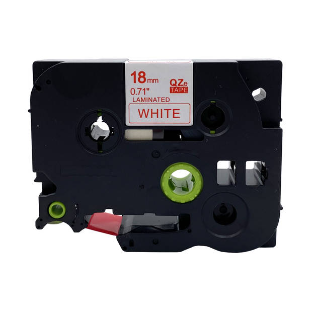 DULA label tape - Compatible met Brother P-Touch Tze-242 - 1 stuk - Rood op wit - 18mm x 8m