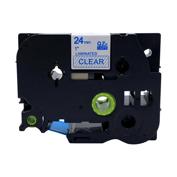 DULA Brother Compatible label tape- Tze-153 - 3 cassettes - Brother P-Touch - Blauw op transparant - 24mm x 8m