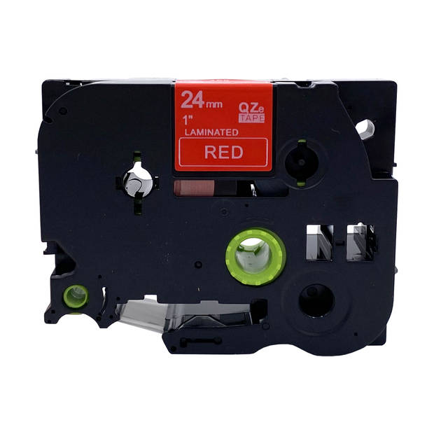 DULA label tape - Compatible met Brother P-Touch Tze-455 - 1 stuk - Wit op rood - 24mm x 8m