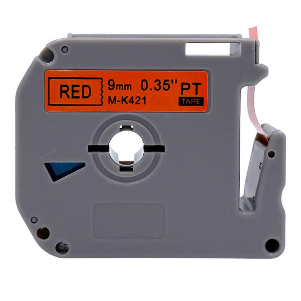 DULA Brother Compatible label tape- M-K421 - 1 cassette - Brother P-Touch - Zwart op rood - 9mm x 8m