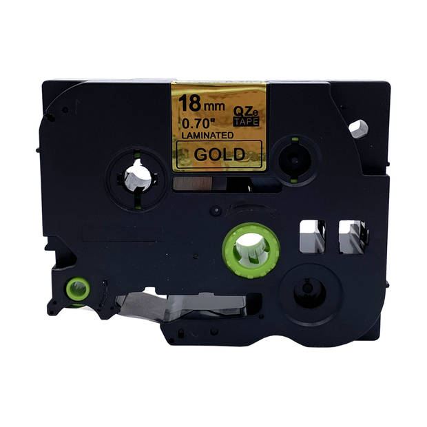 DULA label tape - Compatible met Brother P-Touch Tze-841 - 1 stuk - Zwart op goud - 18mm x 8m