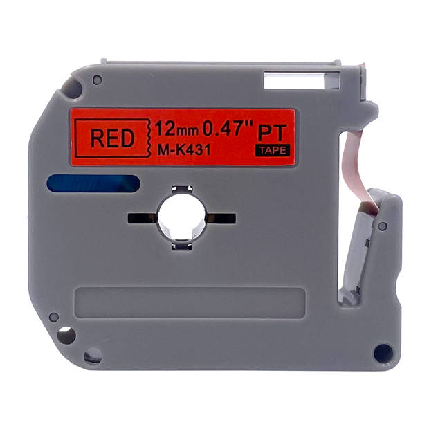 DULA Brother Compatible label tape- M-K431 - 1 cassette - Brother P-Touch - Zwart op rood - 12mm x 8m