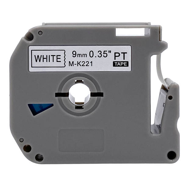 DULA label tape - Compatible met Brother P-Touch M-K221 - 1 stuk - Zwart op wit - 9mm x 8m