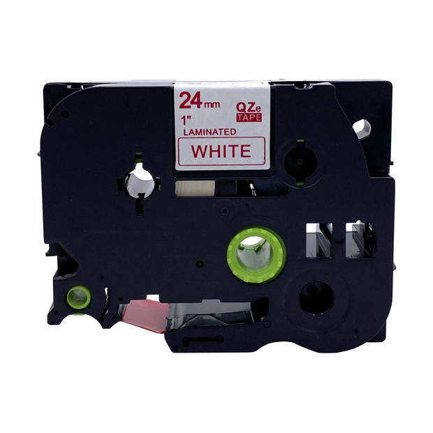 DULA label tape - Compatible met Brother P-Touch Tze-252 - 10 stuks - Rood op wit - 24mm x 8m