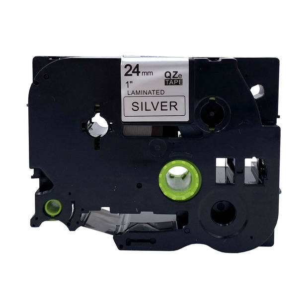 DULA Brother Compatible label tape- Tze-951 - 10 cassettes - Brother P-Touch - Zwart op zilver -24mm x 8m