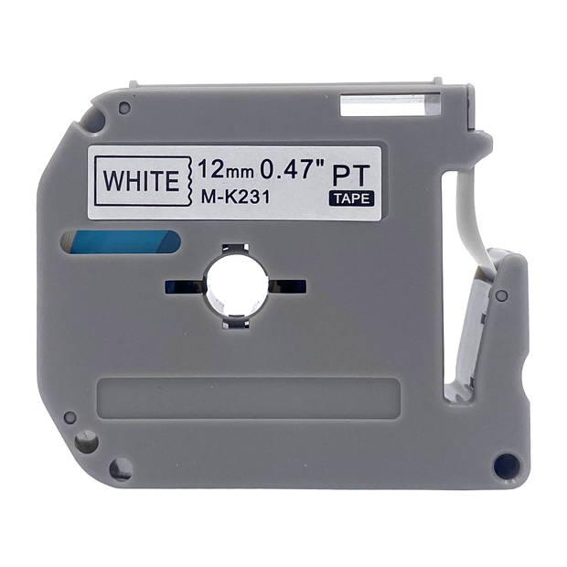 DULA Brother Compatible label tape- M-K231 - 3 cassettes - Brother P-Touch - Zwart op wit - 12mm x 8m