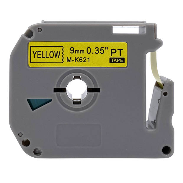 DULA Brother Compatible label tape- M-K621 - 3 cassettes - Brother P-Touch - Zwart op geel - 9mm x 8m