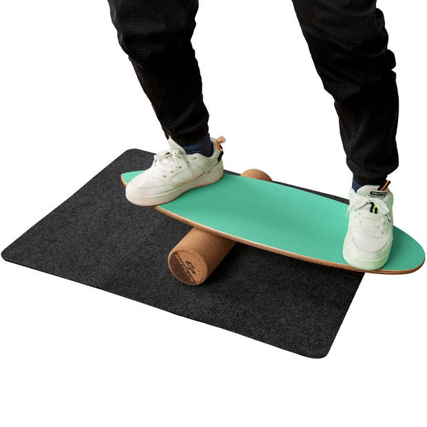 Costway Balance Board Houten Balans Trainer Trickboard - Incl. Kurkrol En Viltmat - Maximale Draaggewicht 227kg