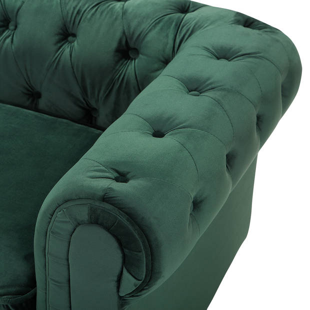 Beliani CHESTERFIELD - Fauteuil-Groen-Fluweel