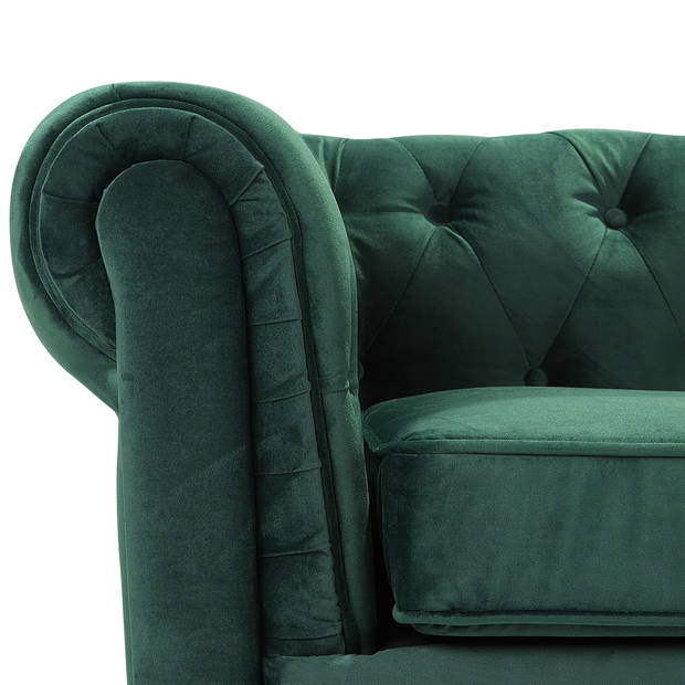 Beliani CHESTERFIELD - Fauteuil-Groen-Fluweel