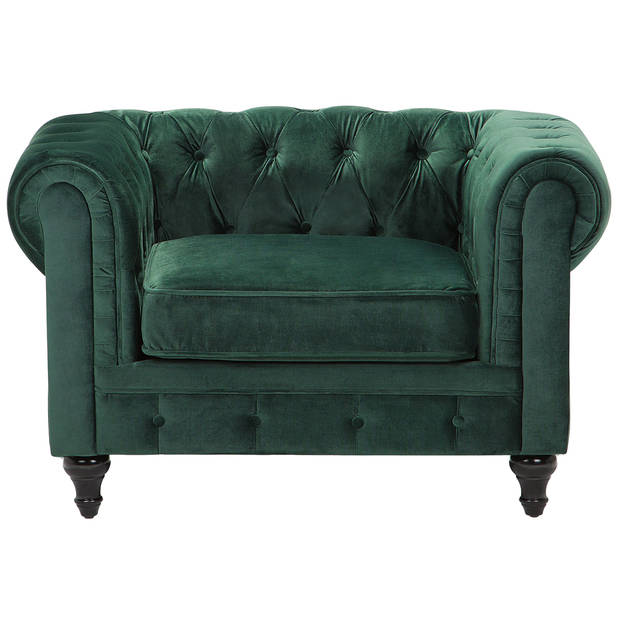 Beliani CHESTERFIELD - Fauteuil-Groen-Fluweel