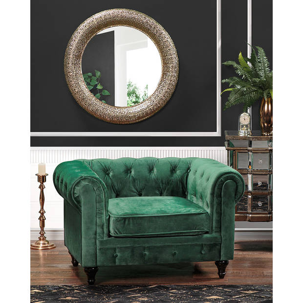 Beliani CHESTERFIELD - Fauteuil-Groen-Fluweel