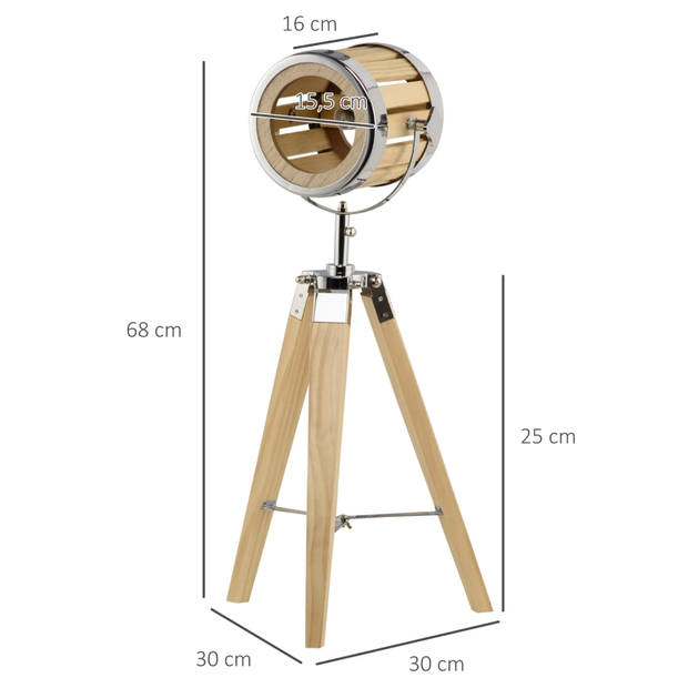 Tafellamp van hout - Nachtlampje - Leeslamp - Zilver - 30 cm x 30 cm x 68 cm