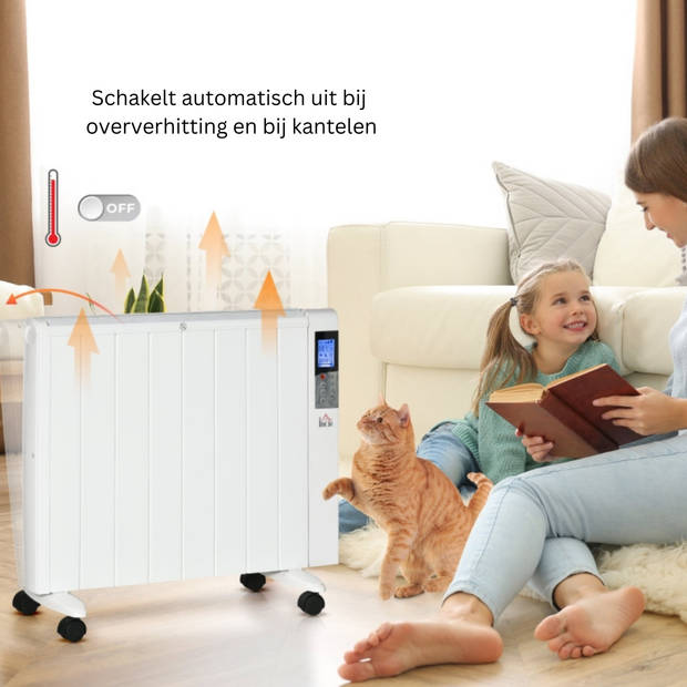 Elektrische verwarming met wielen - Radiator - 2 verwarmingsniveaus - Wandmontage mogelijk - Stille werking - 5-35°...