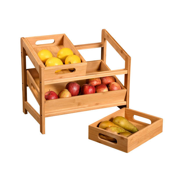 Kesper Keuken aanrecht etagiere - hout - opzet rekje - 39 x 26 x 35 cm - Keukenhulphouders