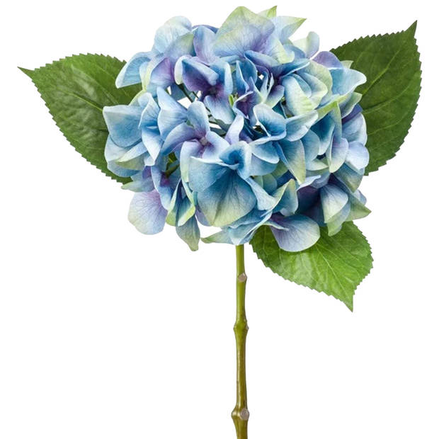 Emerald Kunstbloem hortensia tak - 5x - Challenge - 47 cm - blauw - kunst zijdebloem - Hydrangea - Kunsttakken