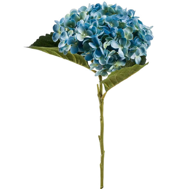 Emerald Kunstbloem hortensia tak - 2x - Annabelle - 52 cm - blauw - Kunst zijdebloem - Hydrangea - Kunsttakken