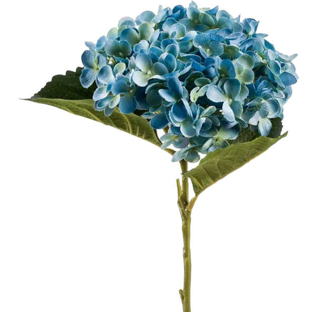 Emerald Kunstbloem hortensia tak - 2x - Annabelle - 52 cm - blauw - Kunst zijdebloem - Hydrangea - Kunsttakken