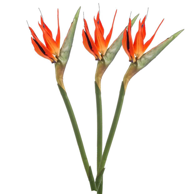 Emerald Kunstbloem Strelitzia - 3x - 85 cm - losse tak - kunst zijdebloem - Paradijsvogelplant - Kunsttakken