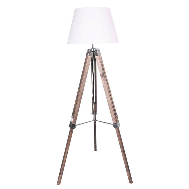 Vloerlamp Home ESPRIT Wit Bruin Hout 40 x 40 x 150 cm