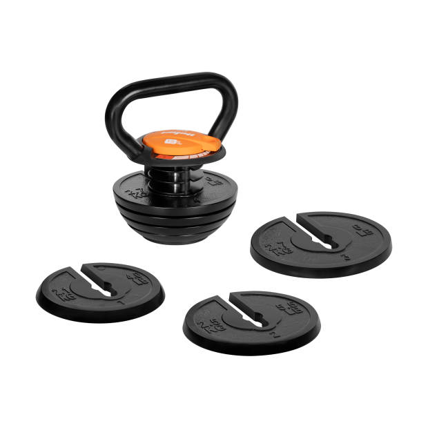 Rebel Active Verstelbare Gietijzeren Kettlebell 3,5 - 18 kg - Fitness Kettlebell - Krachttraining & Conditie - Zwart