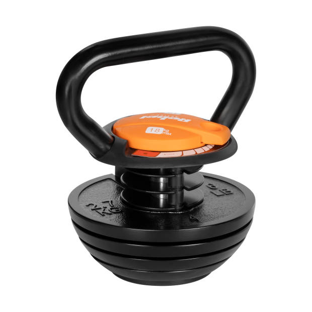 Rebel Active Verstelbare Gietijzeren Kettlebell 3,5 - 18 kg - Fitness Kettlebell - Krachttraining & Conditie - Zwart