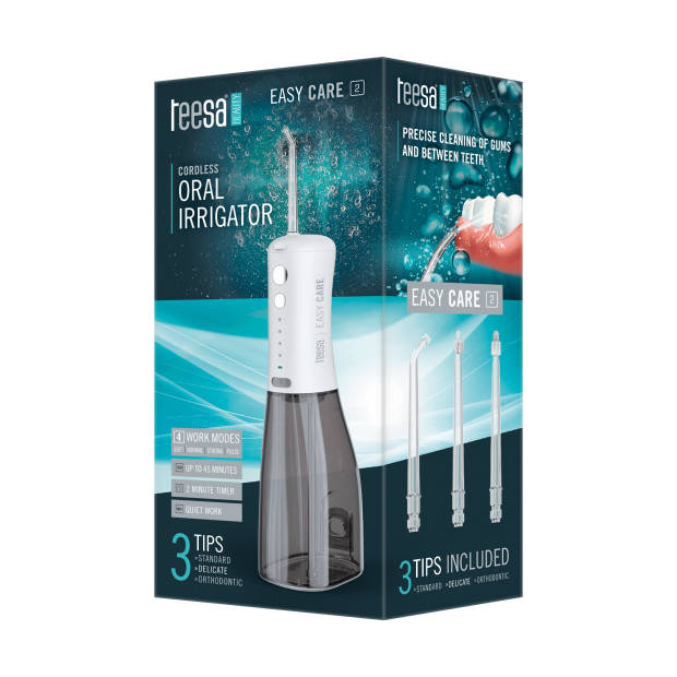 Teesa Easy Care 2 Draadloze Tandheelkundige Irrigator Waterflosser - Mond Douche Met 3 Opzetstukken Zwart