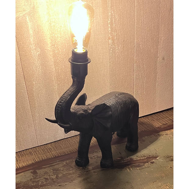 Olifant - Lampvoet - E27 - Matzwart - 37 x 14 x 40 cm