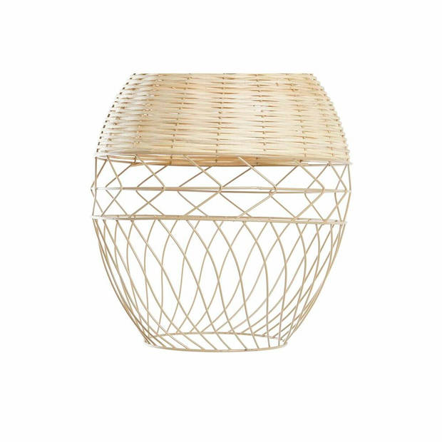 Plafondlamp DKD Home Decor Metaal Wit Lichtbruin Rotan 50 W (30 x 30 x 38 cm)