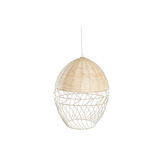 Plafondlamp DKD Home Decor Metaal Wit Lichtbruin Rotan 50 W (30 x 30 x 38 cm)