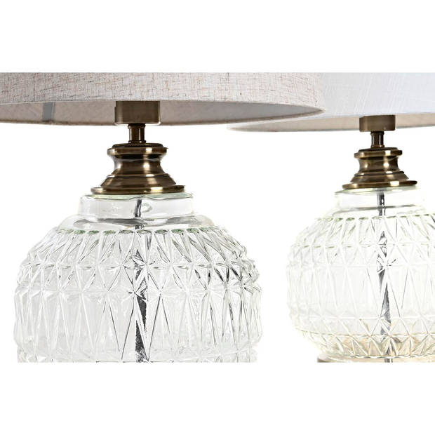 Bureaulamp Home ESPRIT Wit Beige Metaal Kristal 38 x 38 x 54 cm (2 Stuks)