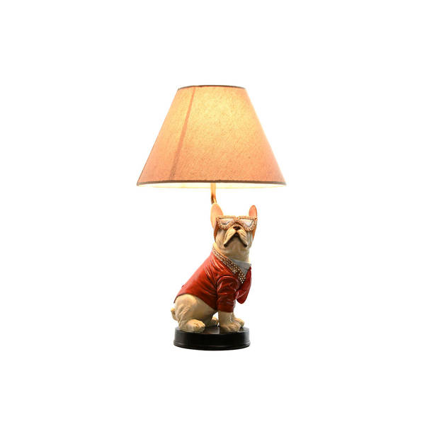 Bureaulamp Home ESPRIT Wit Rood Metaal Hars 50 W 220 V 26 x 26 x 46 cm