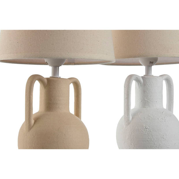 Bureaulamp Home ESPRIT Wit Beige Keramisch 50 W 220 V (2 Stuks)